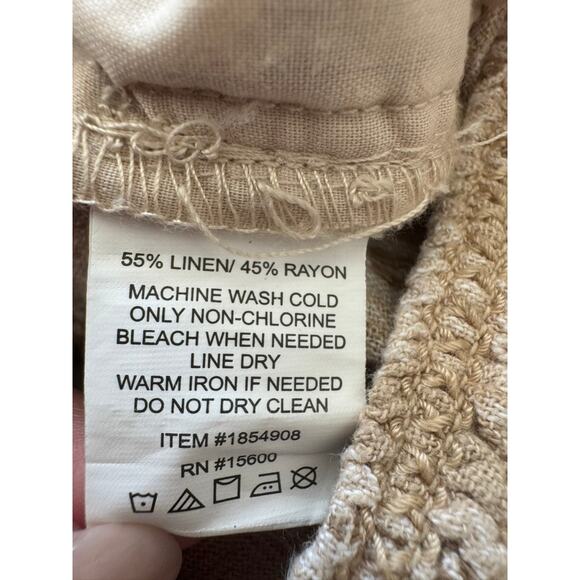 Briggs New York Khaki Brown Linen Blend Striped Wide Leg Pants Size Small - Picture 10 of 10